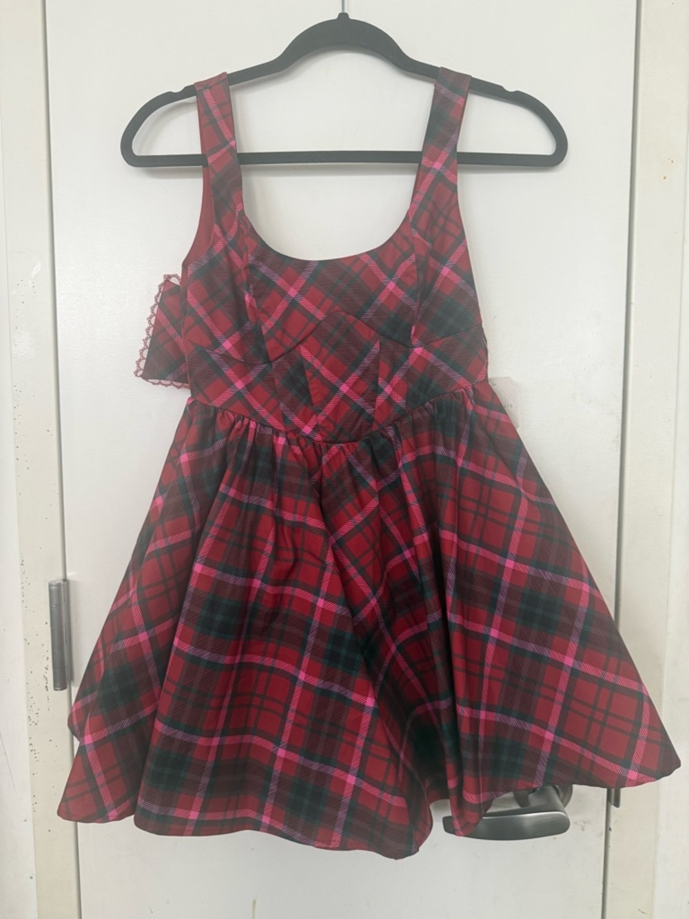 Altar'd State Red and Black Plaid Mini Dress